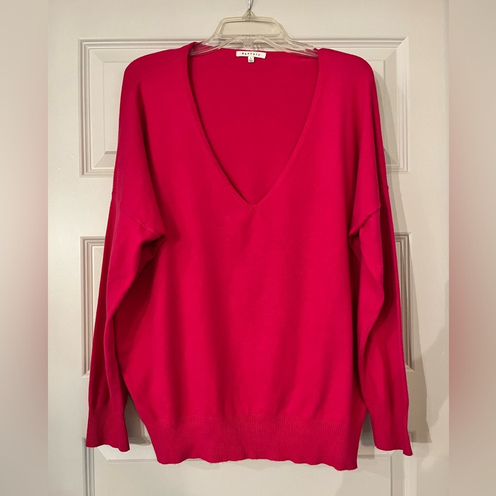 BaeVely Women's Hot Pink V-Neck Sweater